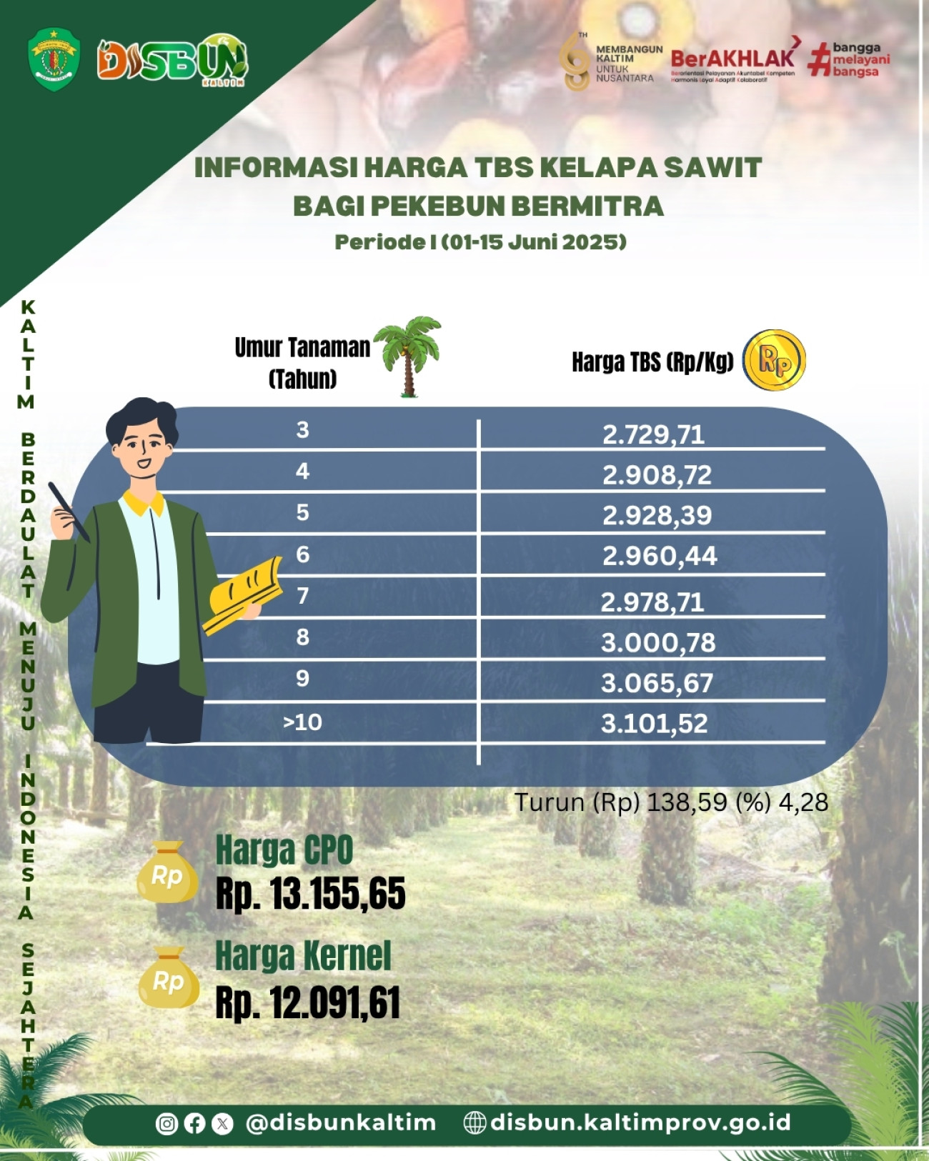Informasi Harga TBS Kelapa Sawit bagi Pekebun Mitra Periode I Bulan Juni 2025